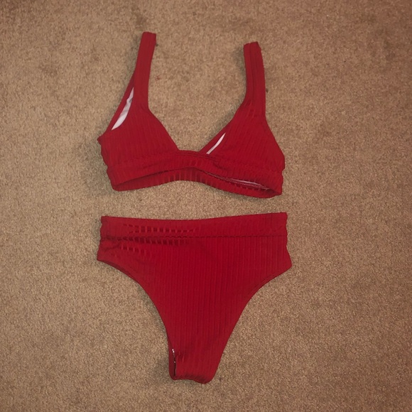 SHEIN Rib High Waisted Bikini Swimsuit - Picture 2 of 2